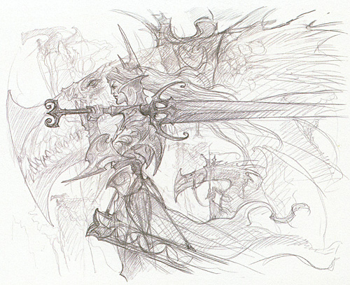 Elves and Dragons (Sketch)